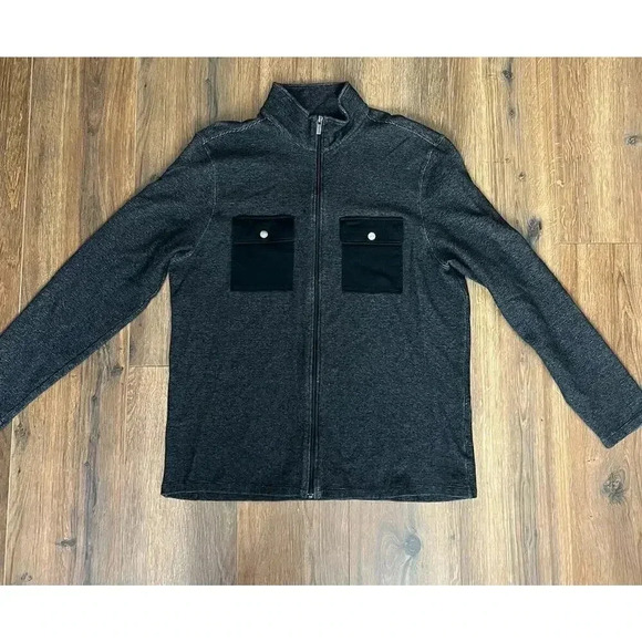 Mens Xl Gray & Black Michael Khors Dress Zip Up Sweatshirt - Picture 1 of 7